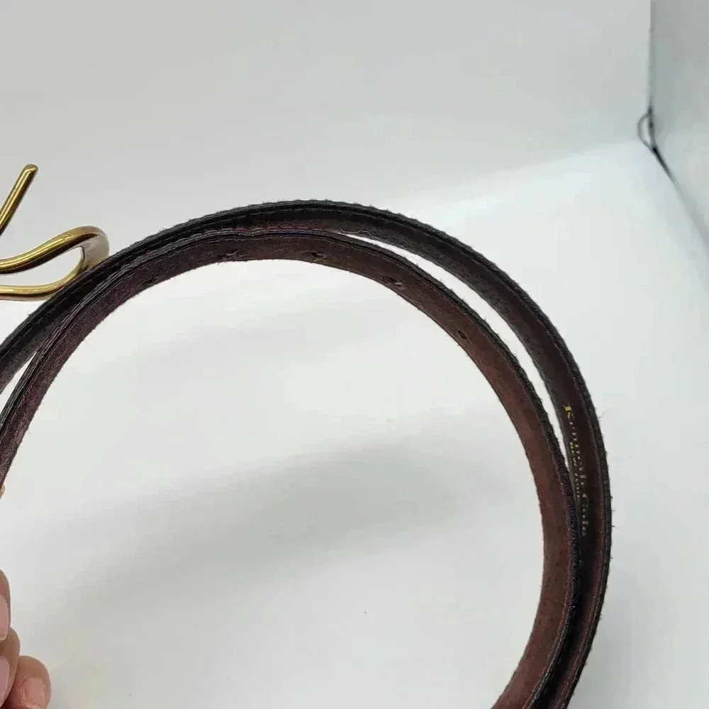 Beautiful! Kenneth Cole New York Lether Lined 40 Brown Solid Brass Buckle Belt